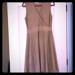 Calvin Klein Glitter Gold Sleeveless Sweater Dress